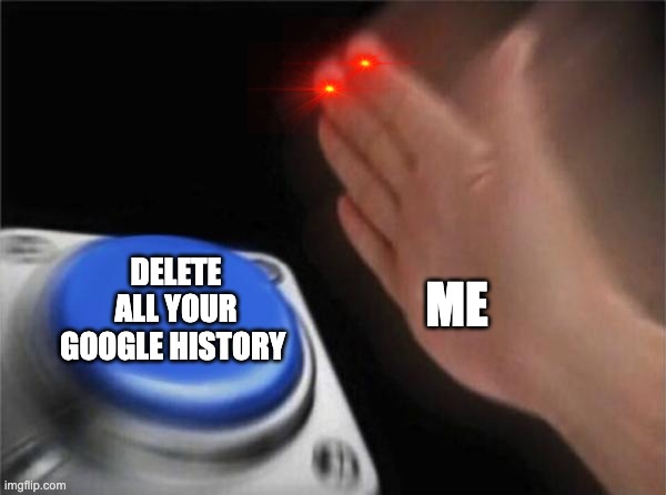 Blank Nut Button | DELETE ALL YOUR GOOGLE HISTORY; ME | image tagged in memes,blank nut button | made w/ Imgflip meme maker