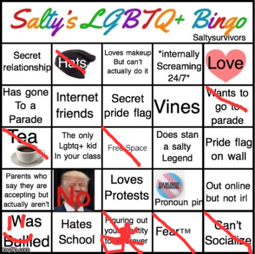 H A T S | image tagged in the pride bingo | made w/ Imgflip meme maker