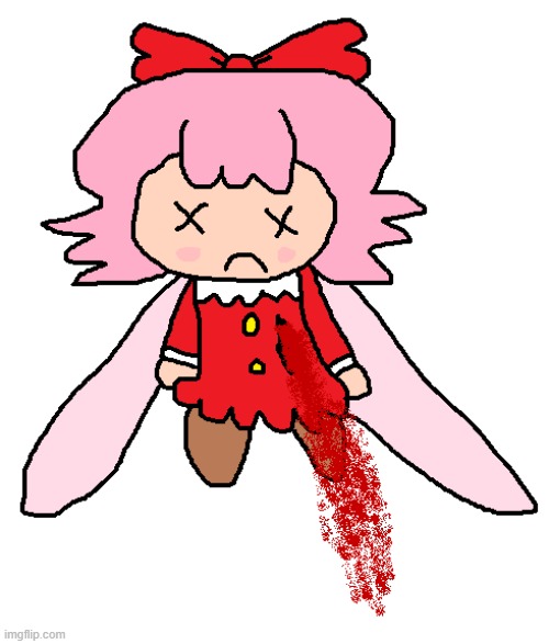 Ribbon Is Bleeding Again | image tagged in kirby,funny,cute,death,gore,blood | made w/ Imgflip meme maker