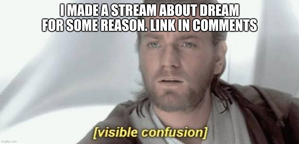 follow plz. or not. idk. | I MADE A STREAM ABOUT DREAM FOR SOME REASON. LINK IN COMMENTS | image tagged in visible confusion,idk | made w/ Imgflip meme maker