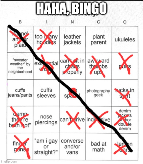 bi bingo | HAHA, BINGO | image tagged in bi bingo | made w/ Imgflip meme maker