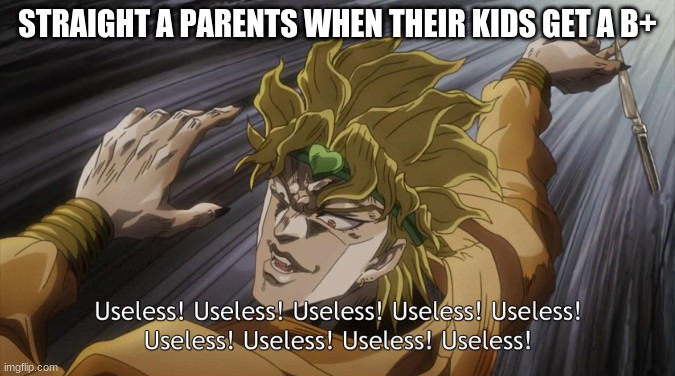 USELESS | STRAIGHT A PARENTS WHEN THEIR KIDS GET A B+ | image tagged in useless | made w/ Imgflip meme maker