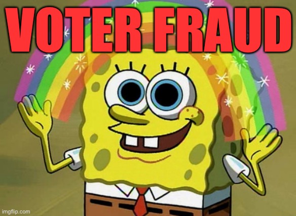 Let SpongeBob spell it out for you | VOTER FRAUD | image tagged in memes,imagination spongebob | made w/ Imgflip meme maker