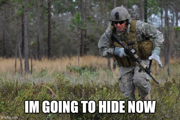 See ya in a few | IM GOING TO HIDE NOW | image tagged in abort mission | made w/ Imgflip meme maker