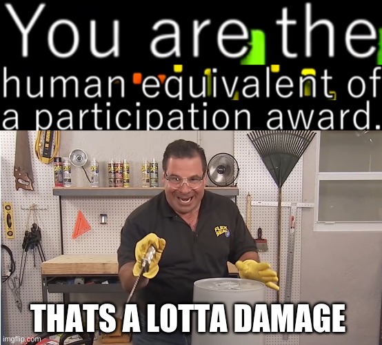 THATS A LOTTA DAMAGE | image tagged in phil swift that's a lotta damage flex tape/seal | made w/ Imgflip meme maker