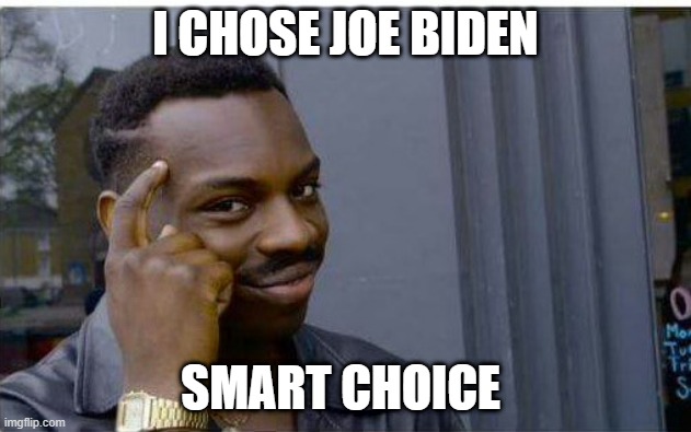 smart choice | I CHOSE JOE BIDEN; SMART CHOICE | image tagged in logic thinker | made w/ Imgflip meme maker
