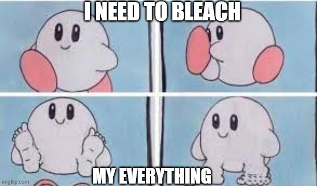 bring me the bleach | I NEED TO BLEACH; MY EVERYTHING | image tagged in kirby,bleach | made w/ Imgflip meme maker