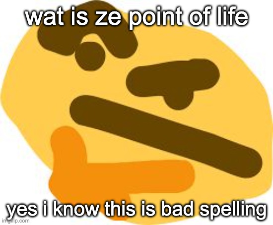 Thonk | wat is ze point of life; yes i know this is bad spelling | image tagged in thonk | made w/ Imgflip meme maker