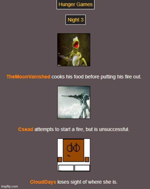 Night 3 (1) | image tagged in hunger games | made w/ Imgflip meme maker