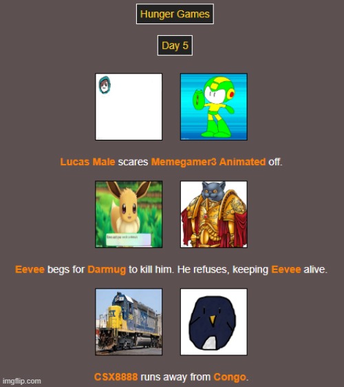 Day 5 | image tagged in hunger games | made w/ Imgflip meme maker
