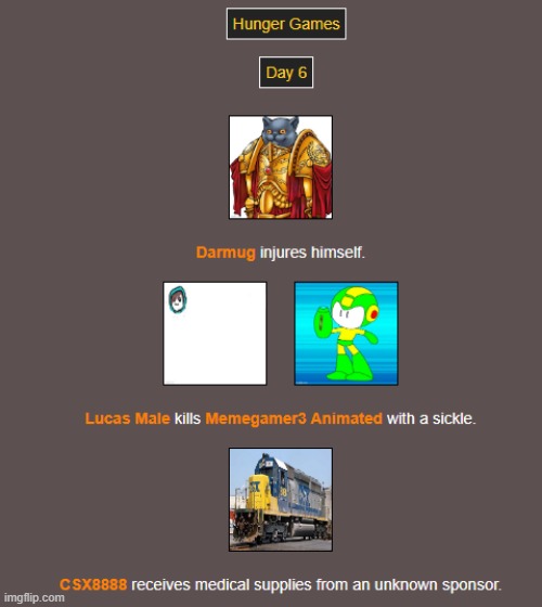 Day 6 (1) | image tagged in hunger games | made w/ Imgflip meme maker