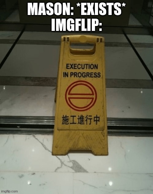 Execution in progress | MASON: *EXISTS*
IMGFLIP: | image tagged in execution in progress | made w/ Imgflip meme maker