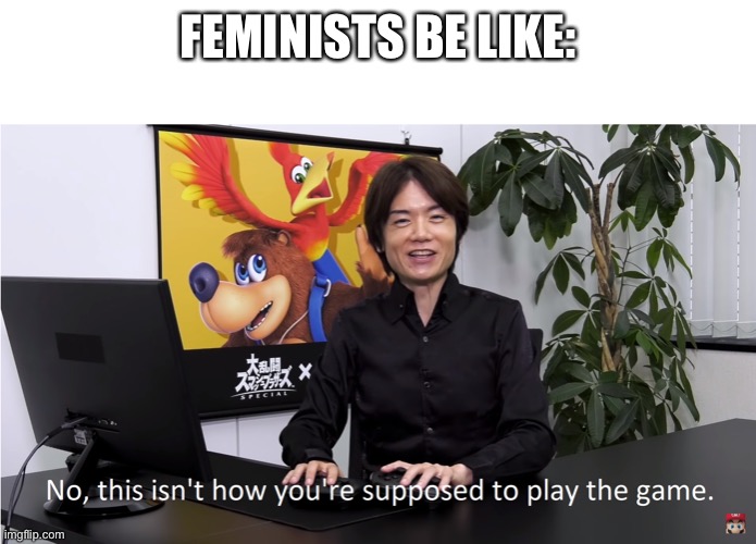 This Isn't How You're Supposed to Play the GaME | FEMINISTS BE LIKE: | image tagged in this isn't how you're supposed to play the game | made w/ Imgflip meme maker