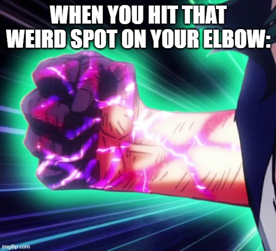 uhhhhhh | WHEN YOU HIT THAT WEIRD SPOT ON YOUR ELBOW: | image tagged in relation | made w/ Imgflip meme maker