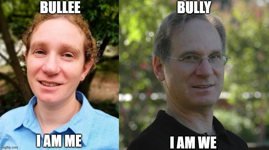 Essence of verbal bully | BULLEE; BULLY; I AM ME; I AM WE | image tagged in appearances matter,bully,power | made w/ Imgflip meme maker