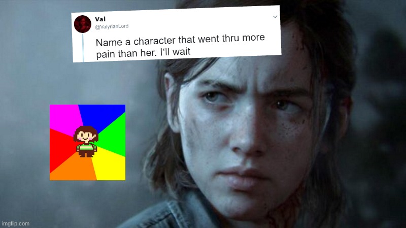 Name a character who went through more pain than her | image tagged in name a character who went through more pain than her | made w/ Imgflip meme maker