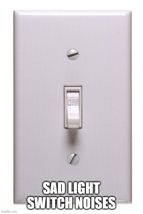 light switch off | SAD LIGHT SWITCH NOISES | image tagged in light switch off | made w/ Imgflip meme maker