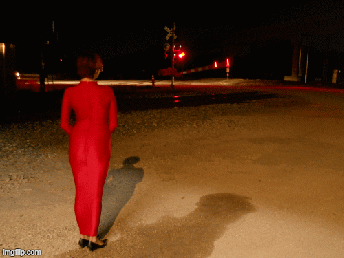 Grade Crossing Red | image tagged in gifs,tight dress,booty,red dress | made w/ Imgflip images-to-gif maker