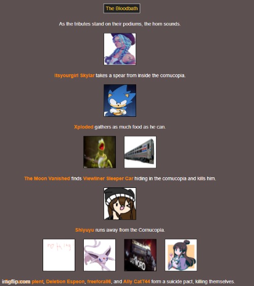 Bloodbath (1) (Zeh_namez_plent died) | image tagged in hunger games | made w/ Imgflip meme maker