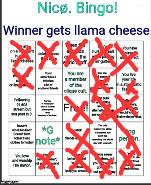 Nico Bingo | image tagged in nico bingo | made w/ Imgflip meme maker