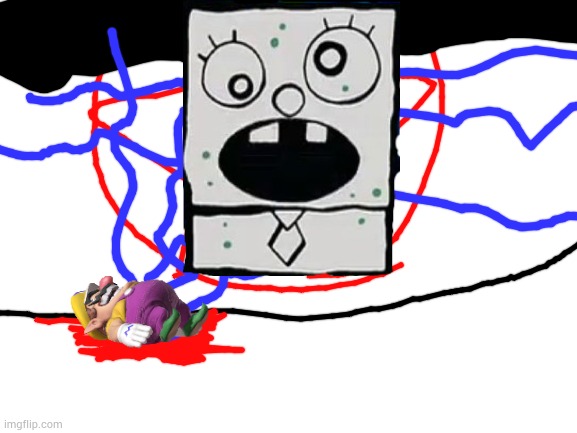 Wario dies from the doodlebob ascension.mp3 | image tagged in blank white template | made w/ Imgflip meme maker