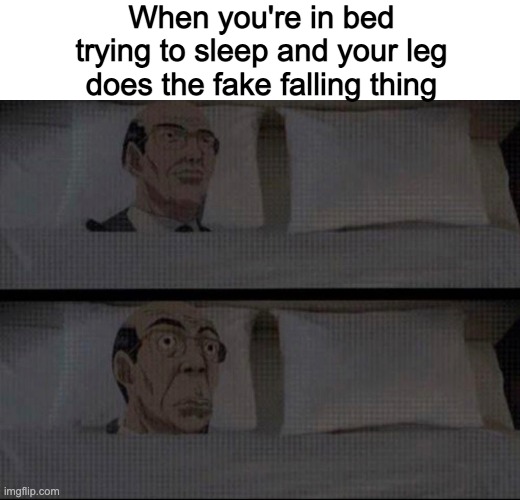 When you're in bed trying to sleep and your leg does the fake falling thing | made w/ Imgflip meme maker