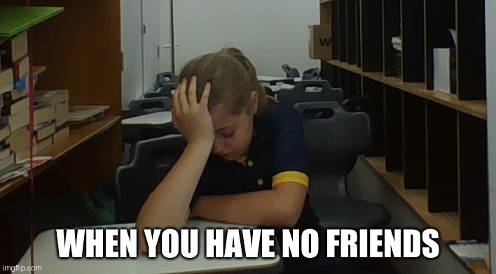 no friends | WHEN YOU HAVE NO FRIENDS | image tagged in sad | made w/ Imgflip meme maker