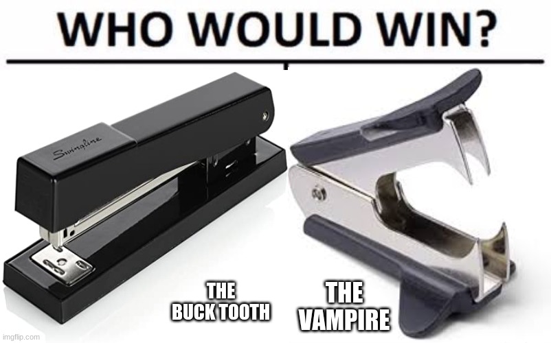 The perfect anime battle >:) | THE BUCK TOOTH; THE VAMPIRE | image tagged in who would win | made w/ Imgflip meme maker