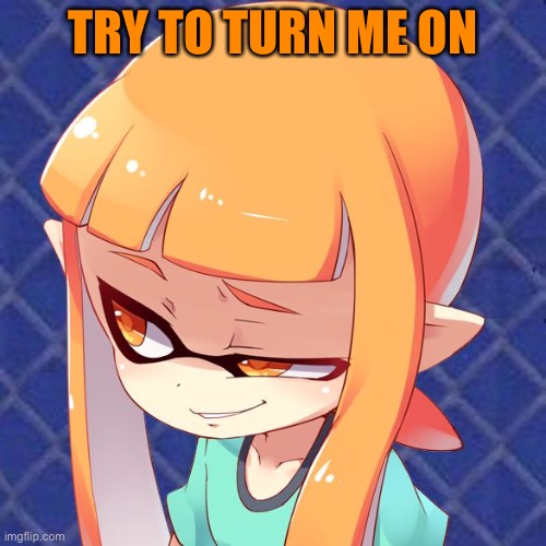 Bet you cant | TRY TO TURN ME ON | image tagged in smug inkling | made w/ Imgflip meme maker