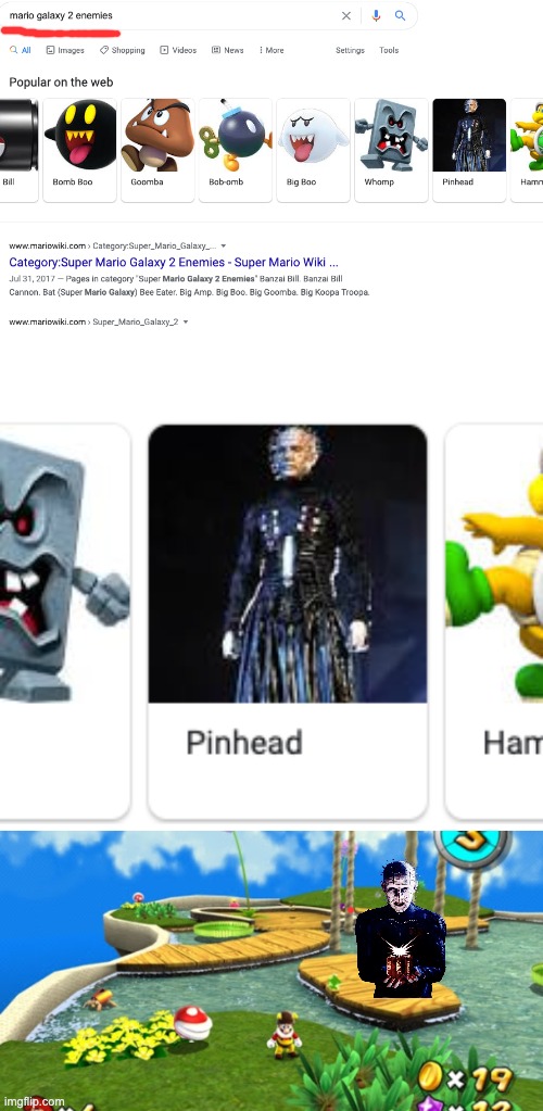 image tagged in super mario bros,pinhead,google search | made w/ Imgflip meme maker