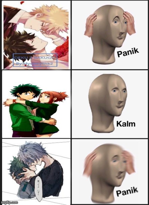 Deku x Panik Kalm Panik Meme | image tagged in memes,panik kalm panik,my hero academia,mha,anime,ships | made w/ Imgflip meme maker