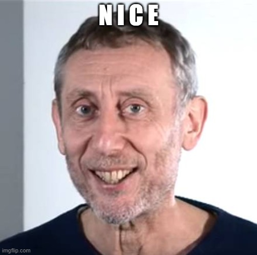 nice Michael Rosen | N I C E | image tagged in nice michael rosen | made w/ Imgflip meme maker