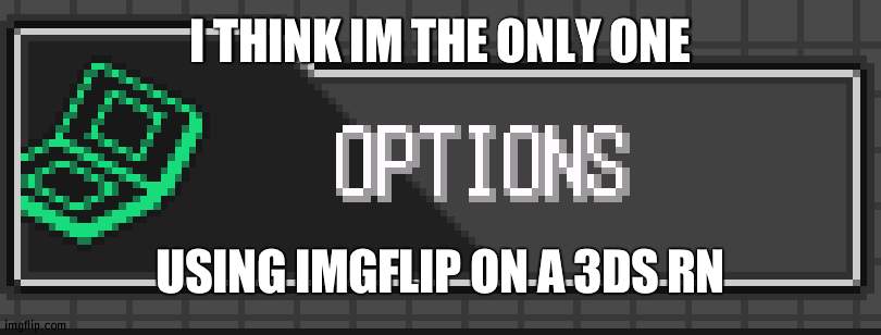 idek why | I THINK IM THE ONLY ONE; USING IMGFLIP ON A 3DS RN | image tagged in dsi options | made w/ Imgflip meme maker