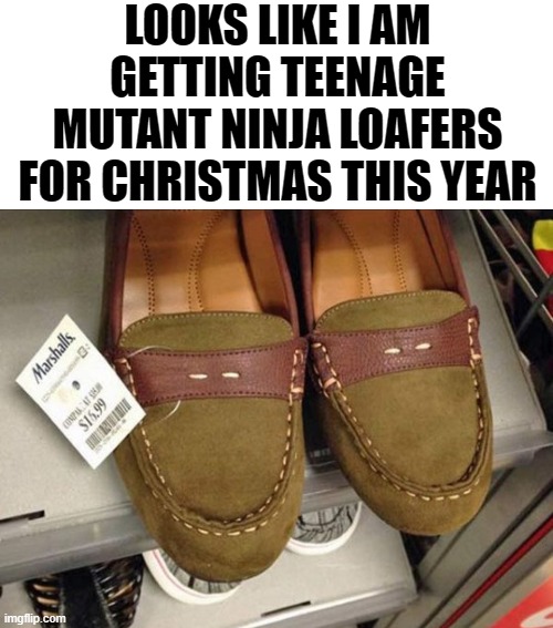 LOOKS LIKE I AM GETTING TEENAGE MUTANT NINJA LOAFERS FOR CHRISTMAS THIS YEAR | made w/ Imgflip meme maker