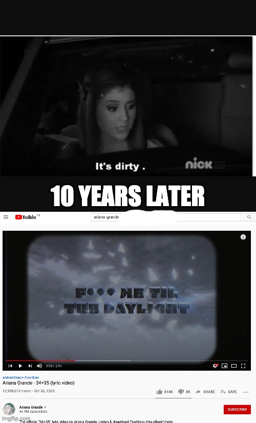 Ariana Grande | 10 YEARS LATER | image tagged in memes | made w/ Imgflip meme maker