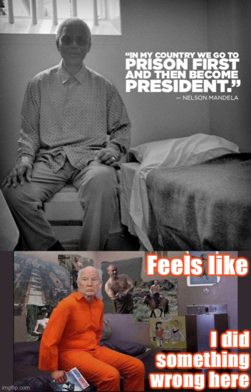 Something’s wrong, I can feel it | Feels like; I did something wrong here | image tagged in nelson mandela prison quote,trump jail cell,nelson mandela,donald trump,trump meme,election 2020 | made w/ Imgflip meme maker