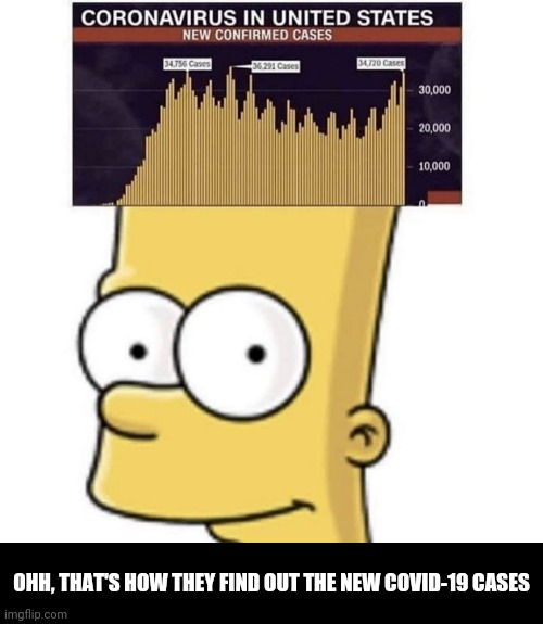 Bart Graph | OHH, THAT'S HOW THEY FIND OUT THE NEW COVID-19 CASES | image tagged in bart simpson,coronavirus,memes,fun | made w/ Imgflip meme maker