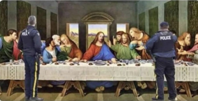 Last supper Covid police raid Blank Meme Template