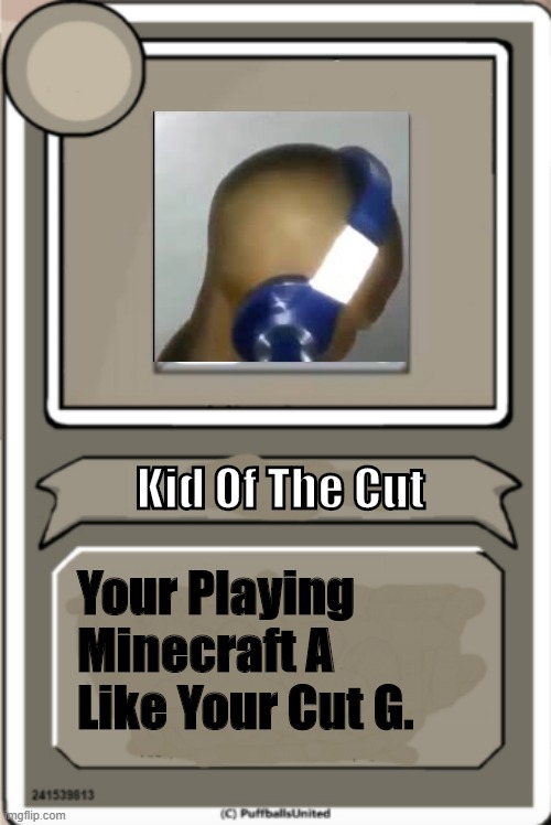 Character Bio | Kid Of The Cut; Your Playing Minecraft A Like Your Cut G. | image tagged in character bio | made w/ Imgflip meme maker