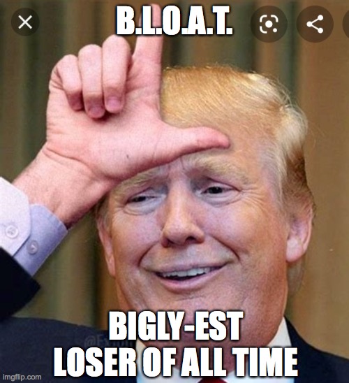 BLOAT. 45* = THE BIGLY-EST LOSER OF ALL TIME | B.L.O.A.T. BIGLY-EST LOSER OF ALL TIME | image tagged in b l o a t,trump,election,loser,politics,usa | made w/ Imgflip meme maker