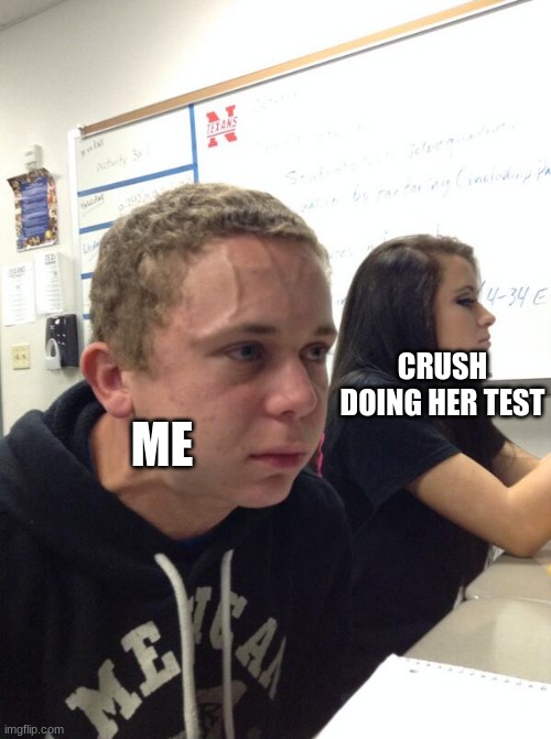 TEST | CRUSH DOING HER TEST; ME | image tagged in hold fart | made w/ Imgflip meme maker