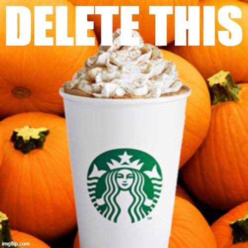 When they take the pumpkin spice thing a little too far. | DELETE THIS | image tagged in pumpkin spice latte,pumpkin spice,delete this,delet this | made w/ Imgflip meme maker