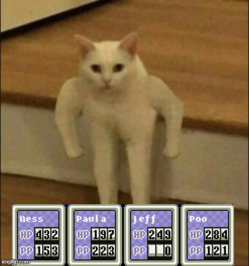 Earthbound Vs Buff Cat | image tagged in buff cat | made w/ Imgflip meme maker