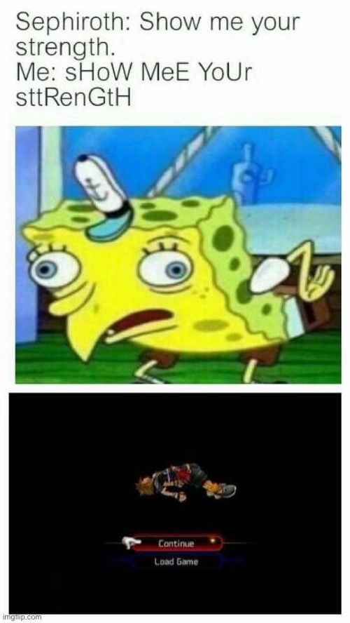 Final fantasy and kingdom hearts | image tagged in final fantasy 7,kingdom hearts,mocking spongebob | made w/ Imgflip meme maker