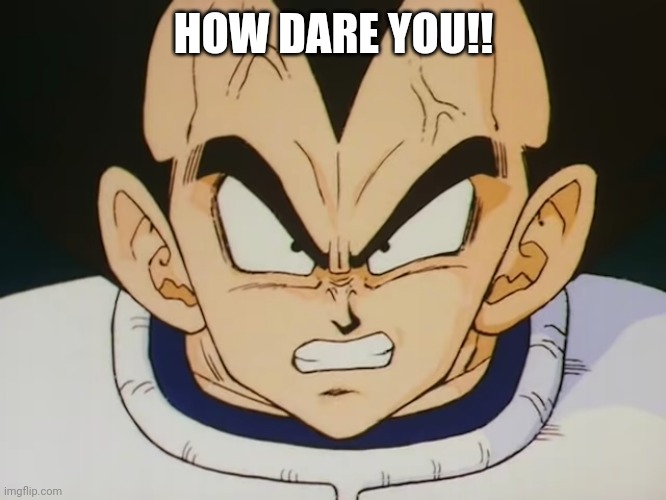 Angry Vegeta (DBZ) | HOW DARE YOU!! | image tagged in angry vegeta dbz | made w/ Imgflip meme maker