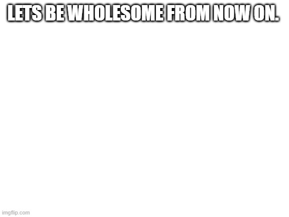 please? | LETS BE WHOLESOME FROM NOW ON. | image tagged in blank white template | made w/ Imgflip meme maker
