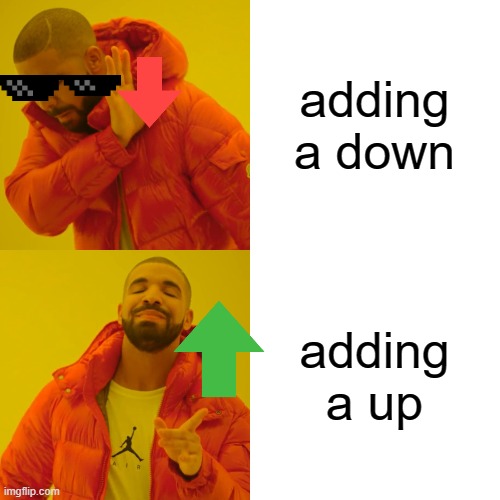 Drake Hotline Bling Meme | adding a down adding a up | image tagged in memes,drake hotline bling | made w/ Imgflip meme maker