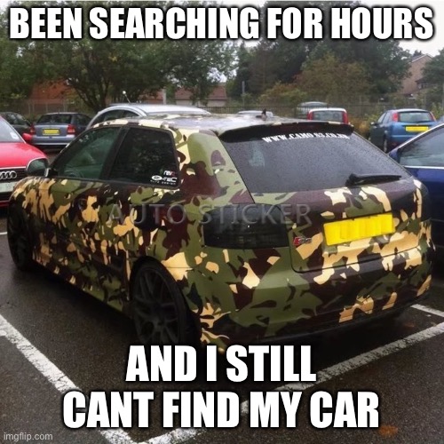 BEEN SEARCHING FOR HOURS; AND I STILL CANT FIND MY CAR | image tagged in john cena car,someonemusthavestoleit | made w/ Imgflip meme maker