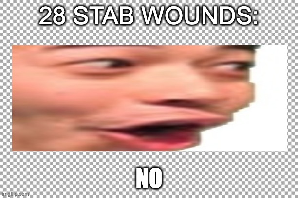 28 STAB WOUNDS:; NO | made w/ Imgflip meme maker