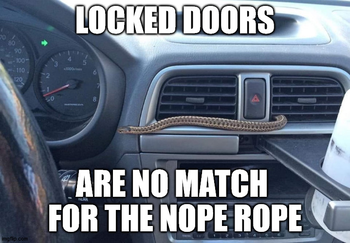 LOCKED DOORS; ARE NO MATCH 
FOR THE NOPE ROPE | made w/ Imgflip meme maker
